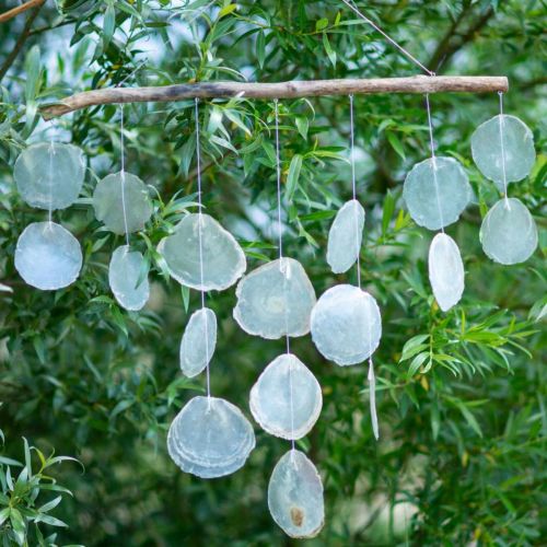 Floristik24 Maritime deco hanger shell wind chime on driftwood branch L65cm