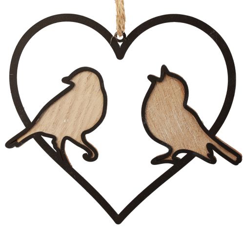 Product Hanging decoration heart with birds decoration for hanging 12 cm 4 pieces