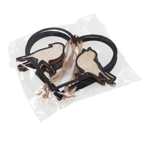 Product Hanging decoration heart with birds decoration for hanging 12 cm 4 pieces
