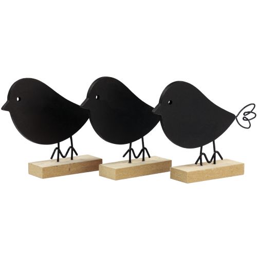 Decorative birds black wooden birds wooden decoration spring 13.5cm 6pcs