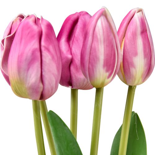 Product Pink Tulips Decoration Real Touch Artificial Flowers Spring 49cm 5pcs