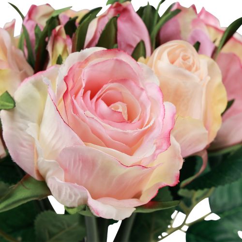 Floristik24 Artificial Roses Pink Cream Artificial Roses Decoration 29cm 12 Pcs