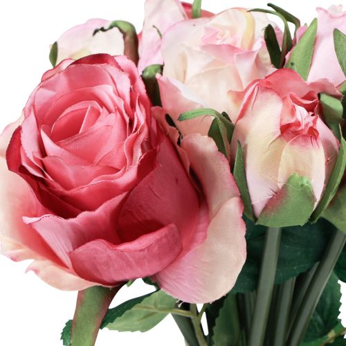 Product Artificial Roses Pink Artificial Roses Decoration Bouquet 29cm 12 Pcs