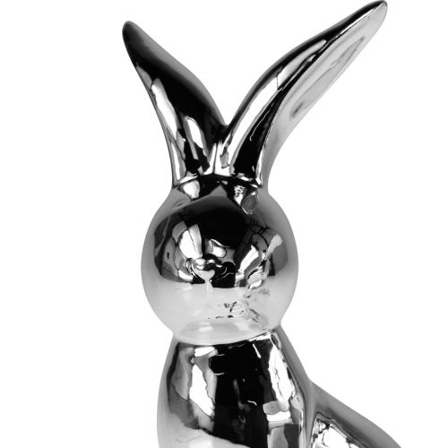 Product Decorative Easter Bunny Ceramic Decorative Bunny Sitting Silver 18cm 2 Pcs