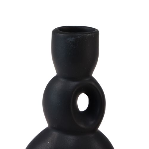 Product Candle Holder Ceramic Candlestick Black H13cm 2 Pcs