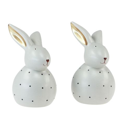 Product Easter bunny decorative figures rabbits with dot pattern 13cm 2pcs