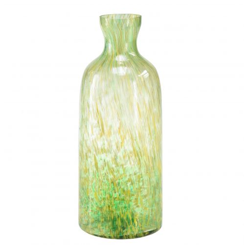 Floristik24 Decorative vase glass flower vase yellow green pattern Ø10cm H25cm