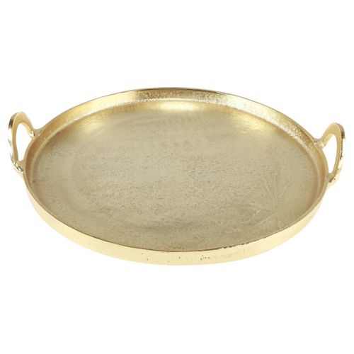 Product Tray round gold metal tray with handle 38×35×6.5cm