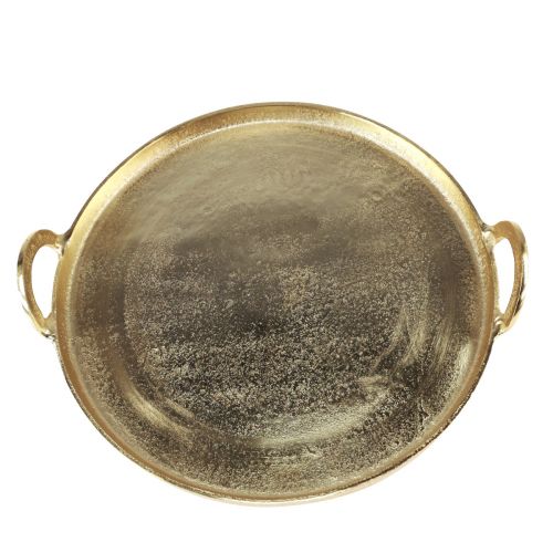 Floristik24 Tray Round Gold Metal Tray with Handle 38×35×6.5cm