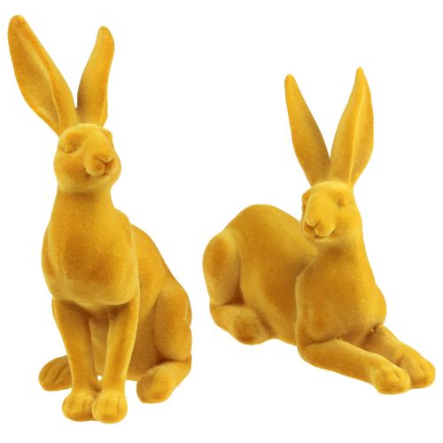 Floristik24 Easter bunny decoration rabbit figure curry Easter bunny pair 16cm 2pcs