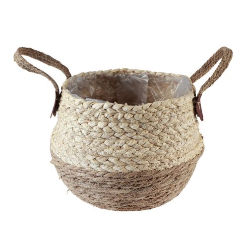 Floristik24 Basket with handles, planter, seagrass, jute, Ø23cm H20cm, boho chic, urban jungle decor