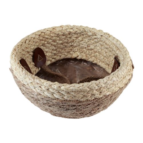 Product Basket with handles, planter, seagrass, jute, Ø23cm H20cm, boho chic, urban jungle decor