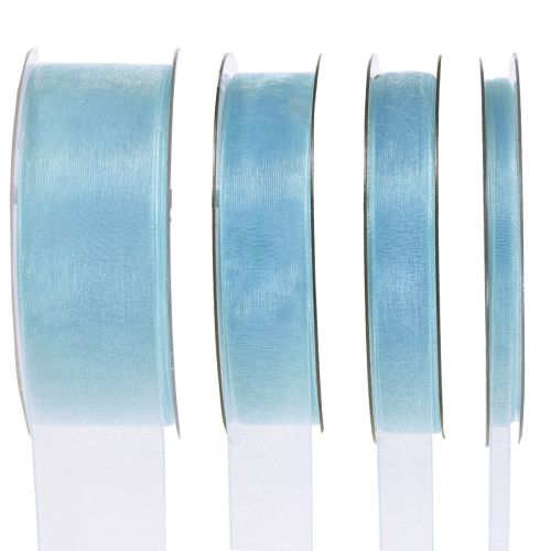 Product Organza ribbon gift ribbon light blue ribbon blue selvedge 50m
