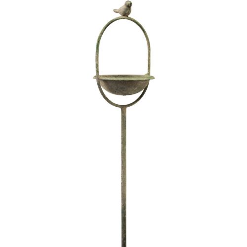 Floristik24 Decorative bird drinks green antique with skewer Ø11cm H55cm