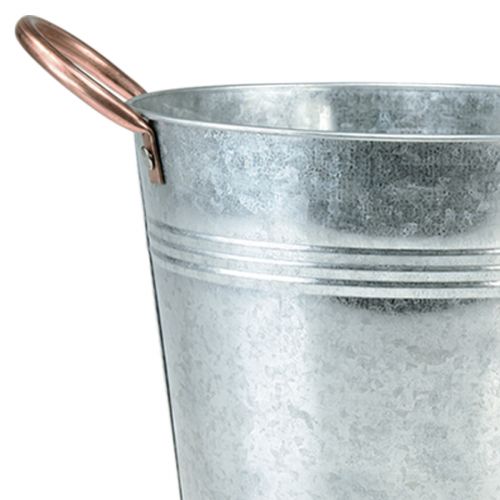 Product Flowerpot bucket with handles metal decoration Ø19cm H17cm