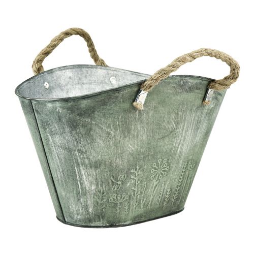 Flower pot with handles bag metal jute 24.5×17×15.5cm