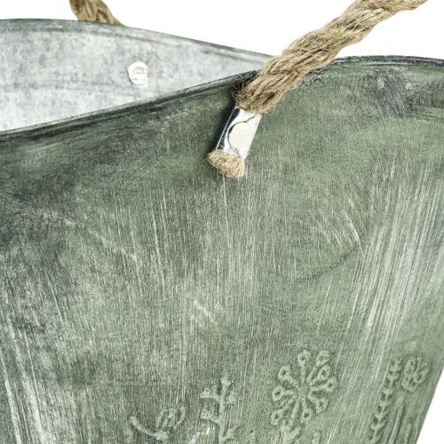 Floristik24 Flower pot with handles bag metal jute 24.5×17×15.5cm