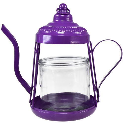 Product Tealight holder glass lantern teapot purple Ø15cm H26cm