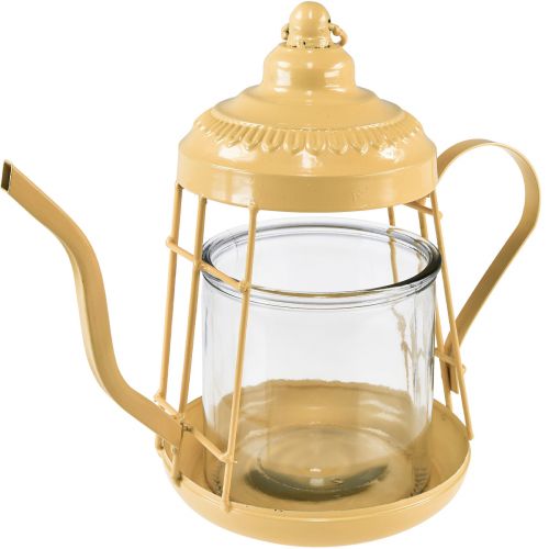 Tealight holder glass lantern teapot orange Ø15cm H26cm
