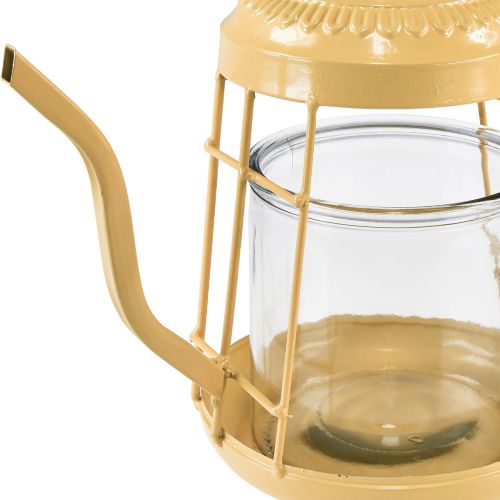 Product Tealight holder glass lantern teapot orange Ø15cm H26cm