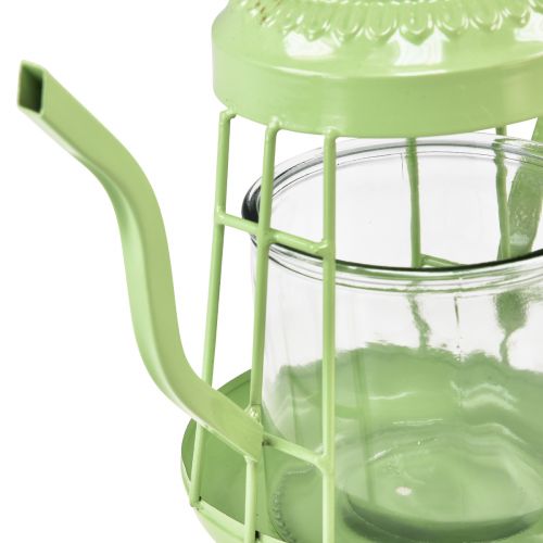 Product Tealight holder glass lantern teapot green Ø15cm H26cm