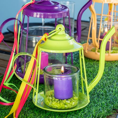 Floristik24 Tealight holder glass lantern teapot green Ø13cm H22cm