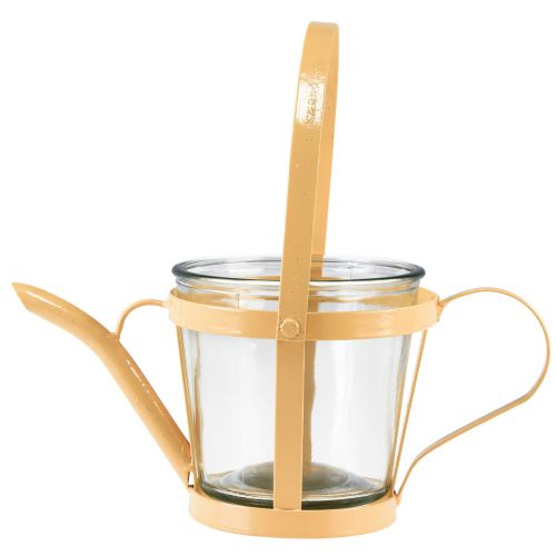 Product Lantern glass decorative watering can metal orange Ø14cm H13cm
