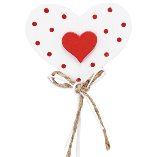 Product Hearts dotted wooden hearts flower sticks 6×5cm 18 pcs