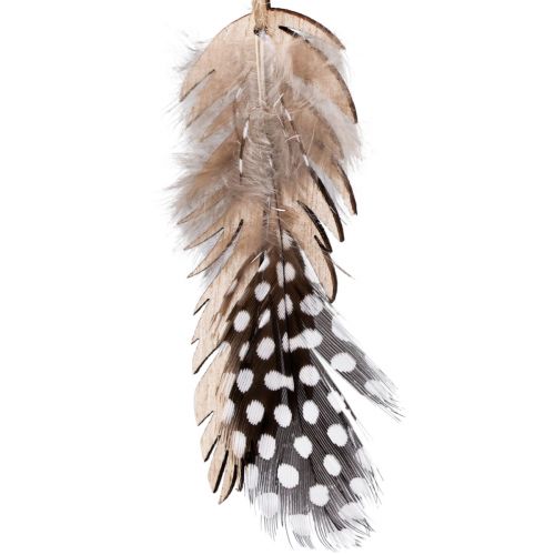 Product Decorative Feather Pendant Wooden Natural Feather 9.5/10cm 9 pcs