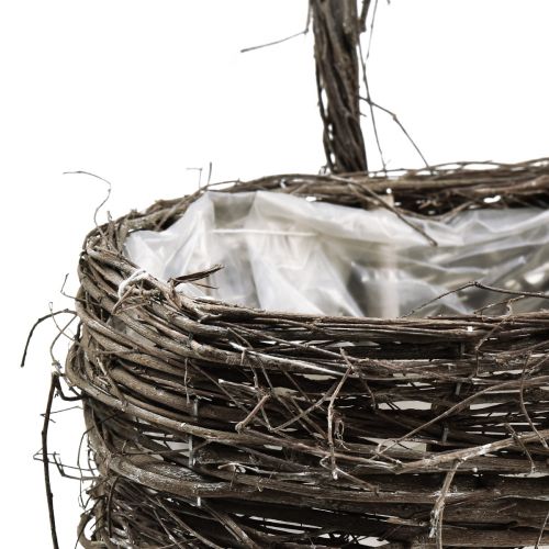 Floristik24 Plant basket with handle oval elm white 28/22cm set of 2