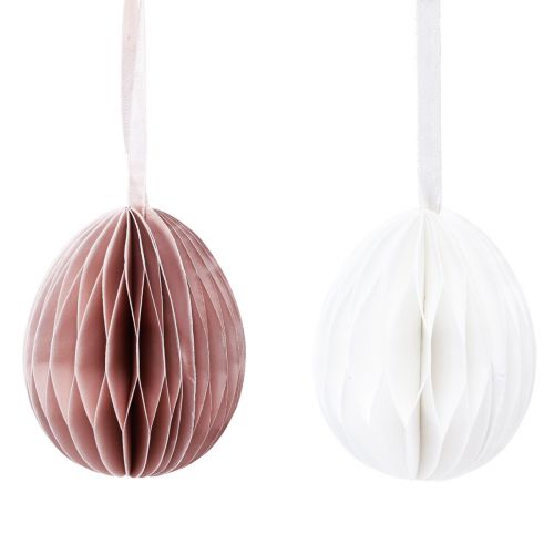 Floristik24 Easter Eggs for Hanging Honeycomb Eggs White Orange 8cm 6 Pcs