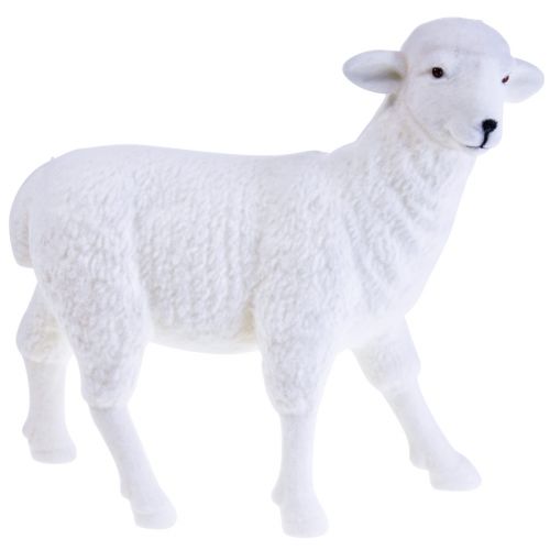 Sheep decorative figure table decoration Easter white flocked 30×28cm