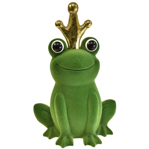 Decorative frog, frog prince, spring decoration, frog with gold crown green 40.5cm