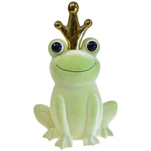 Decorative frog, frog prince, spring decoration, frog with gold crown light green 40.5cm