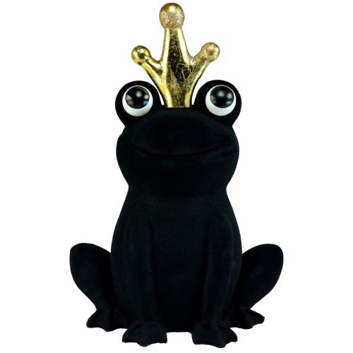 Decorative frog, frog prince, spring decoration, frog with gold crown black 40.5cm