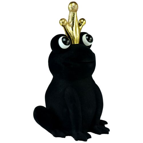 Product Decorative frog, frog prince, spring decoration, frog with gold crown black 40.5cm