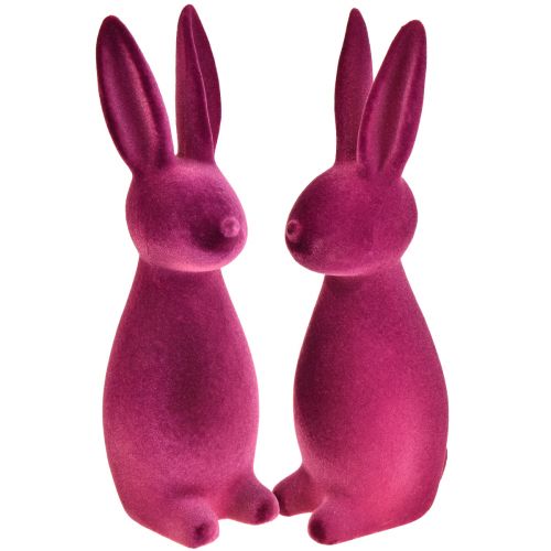 Floristik24 Easter bunnies purple decorative bunnies – 2nd choice – flocked 8×10×29cm 2 pieces