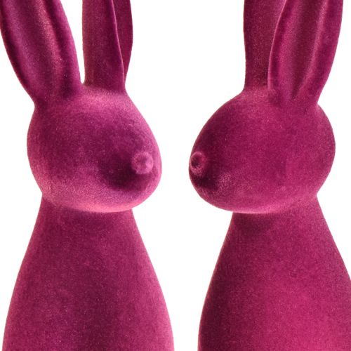 Product Easter bunnies purple decorative bunnies – 2nd choice – flocked 8×10×29cm 2 pieces
