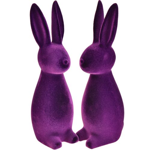 Floristik24 Easter bunny flocked decorative figures Easter – 2nd choice – purple 8x10x29cm 2 pieces