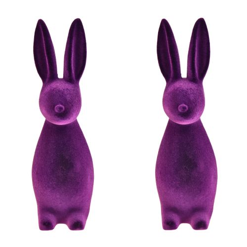 Floristik24 Easter bunny flocked decorative figures Easter – 2nd choice – purple 8x10x29cm 2 pieces