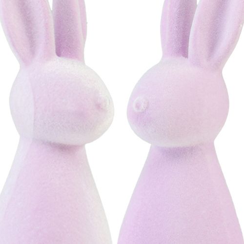 Product Decorative flocked Easter bunnies – 2nd choice – light purple 8×10×29cm 2 pieces