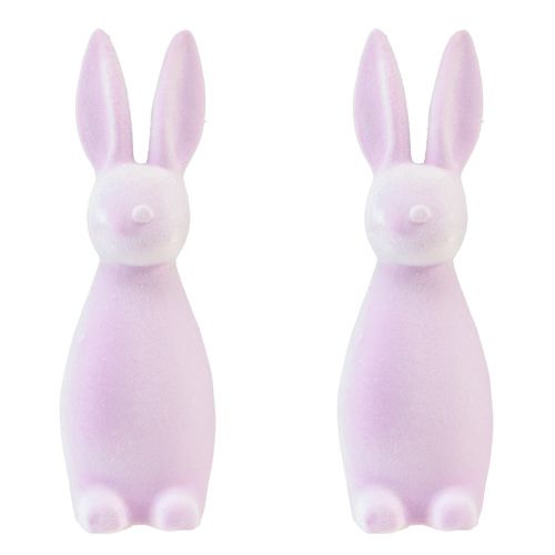 Product Decorative flocked Easter bunnies – 2nd choice – light purple 8×10×29cm 2 pieces