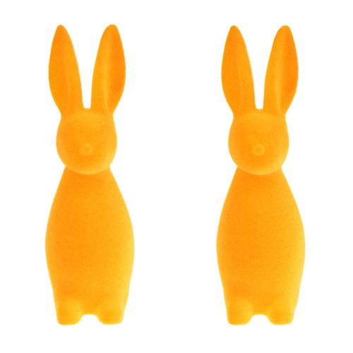 Floristik24 Easter bunnies orange flocked – 2nd choice – Easter decoration bunnies 8x10x29cm 2 pieces