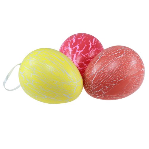 Product Decorative Easter Eggs Yellow/Pink/Red Crackle Ø15cm 3 Pcs