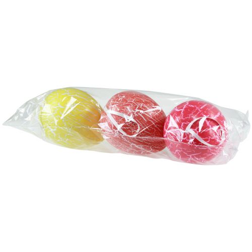 Product Decorative Easter Eggs Yellow/Pink/Red Crackle Ø15cm 3 Pcs