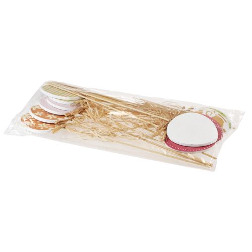 Product Easter egg decoration, flower plug Easter wood, Easter plug 31.5cm 12pcs