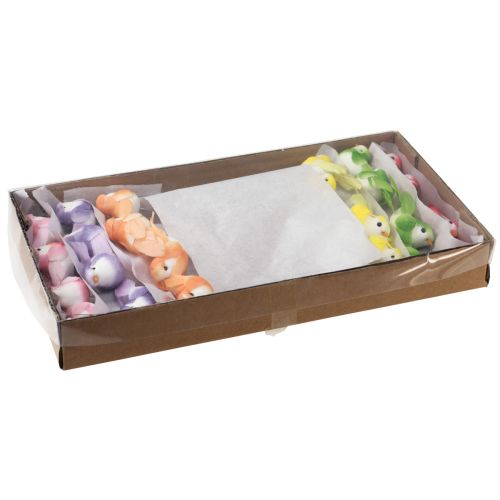 Floristik24 Feather bird on wire, decorative bird with feathers colored 2.5 cm 24 pieces