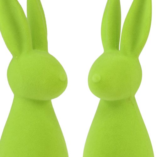 Product Flocked bunnies apple green – 2nd choice – Easter table decoration 8×10×29cm 2 pieces