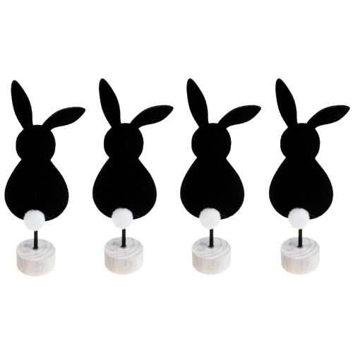 Stand table decoration Easter bunnies felt black 28.5cm 4pcs