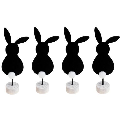 Product Stand Table Decoration Easter Bunny Felt Black 28.5cm 4 Pcs